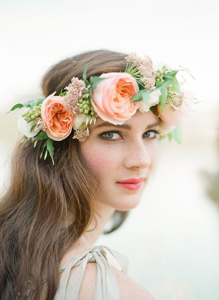 couronne de fleurs corail